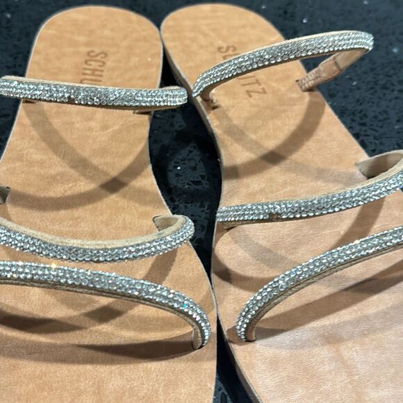 Schutz Inezita Sandal in Crystal and Honey Beige GUC Womens Size 6.5B - Picture 4 of 5